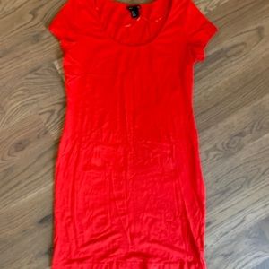 H&M bright red bodycon short sleeve dress Sz M